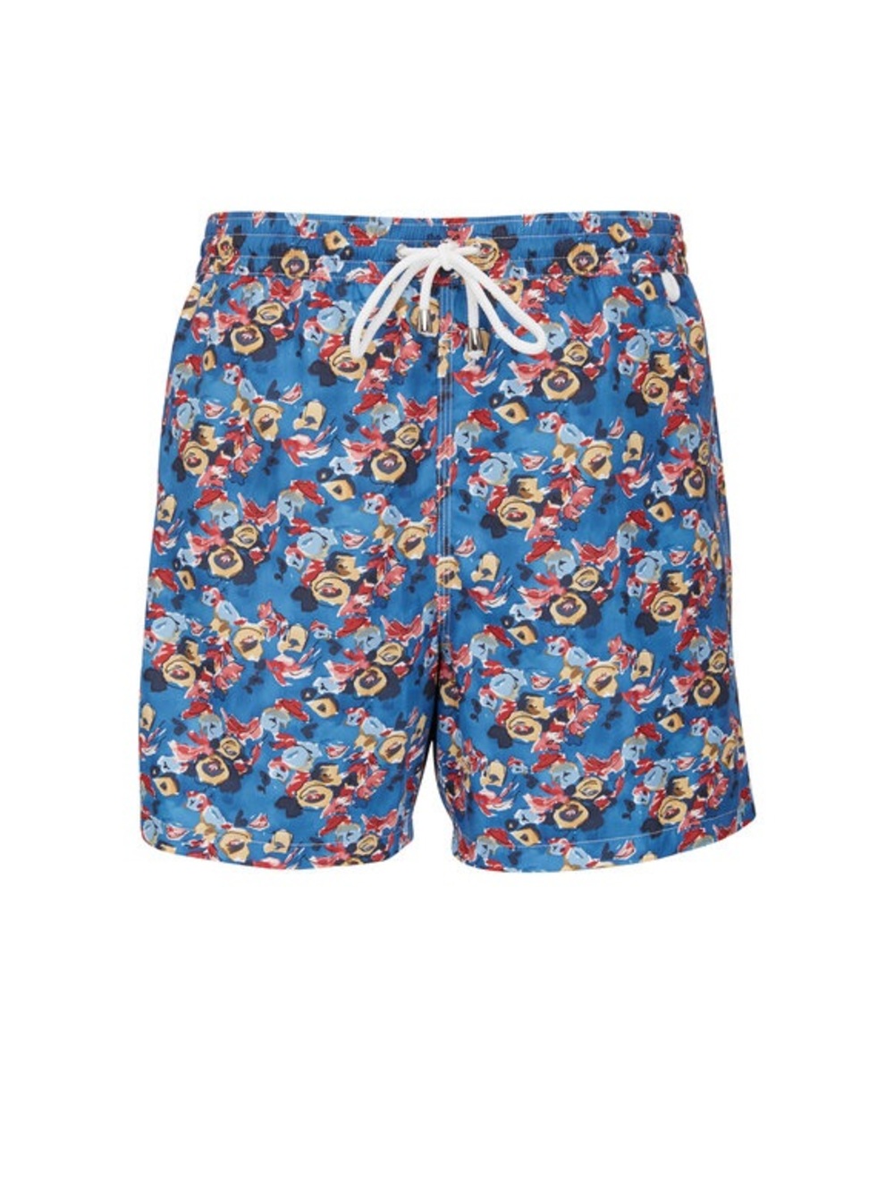 Isaia Blue Floral-Print Men's Swim Trunks